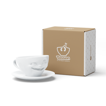 Schmunzel Kaffeetasse Zwinkernd weiß, 200 ml