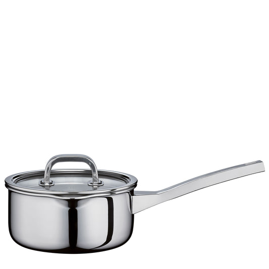 Stielkasserolle nieder mit Glasdeckel 16 cm