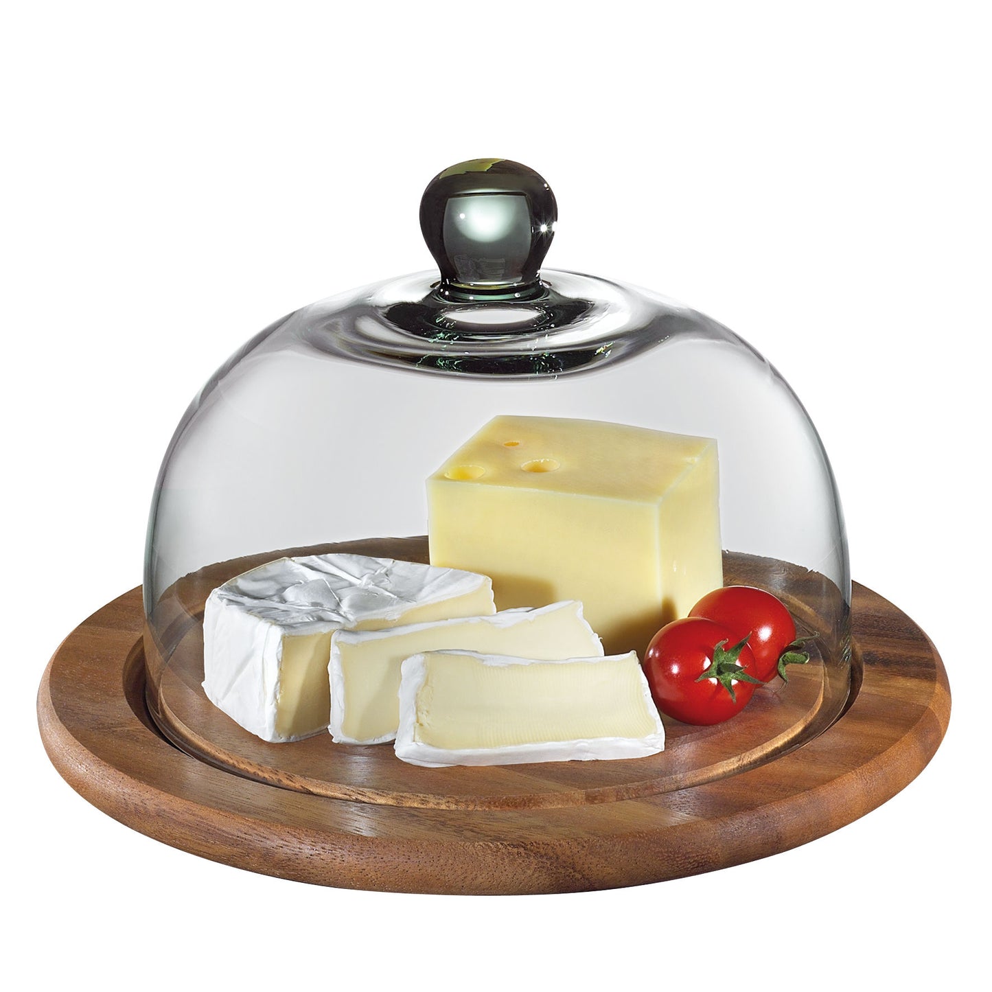 Käseglocke mit Glasdeckel, Akazie Ø 30 cm