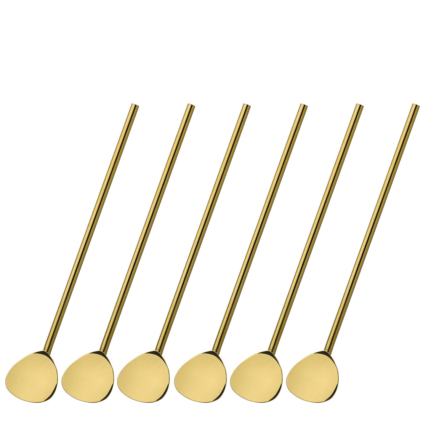 Cocktaillöffel mit Trinkhalm 6er Set, gold
