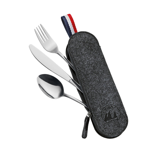 Besteckset VIAGGIO schwarz 3-tlg.