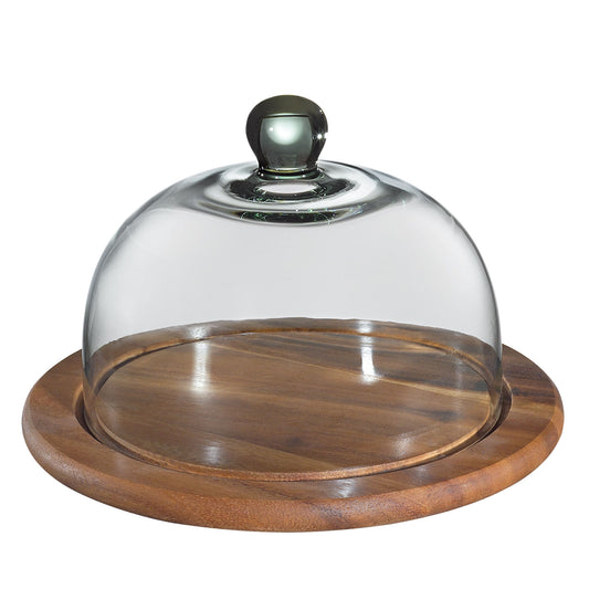 Käseglocke mit Glasdeckel, Akazie Ø 30 cm