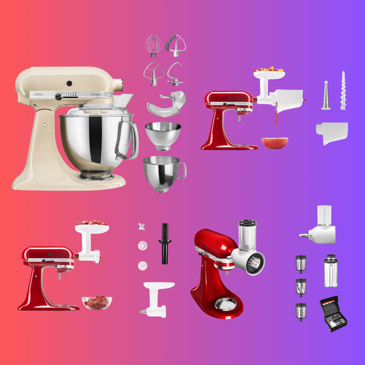 Set KitchenAid Artisan Küchenmaschine KSM175PSE und Zubehör Set 3-teilig 5KSM2FPPC (5KSMVSA + 5KSMFGA + FVSP)