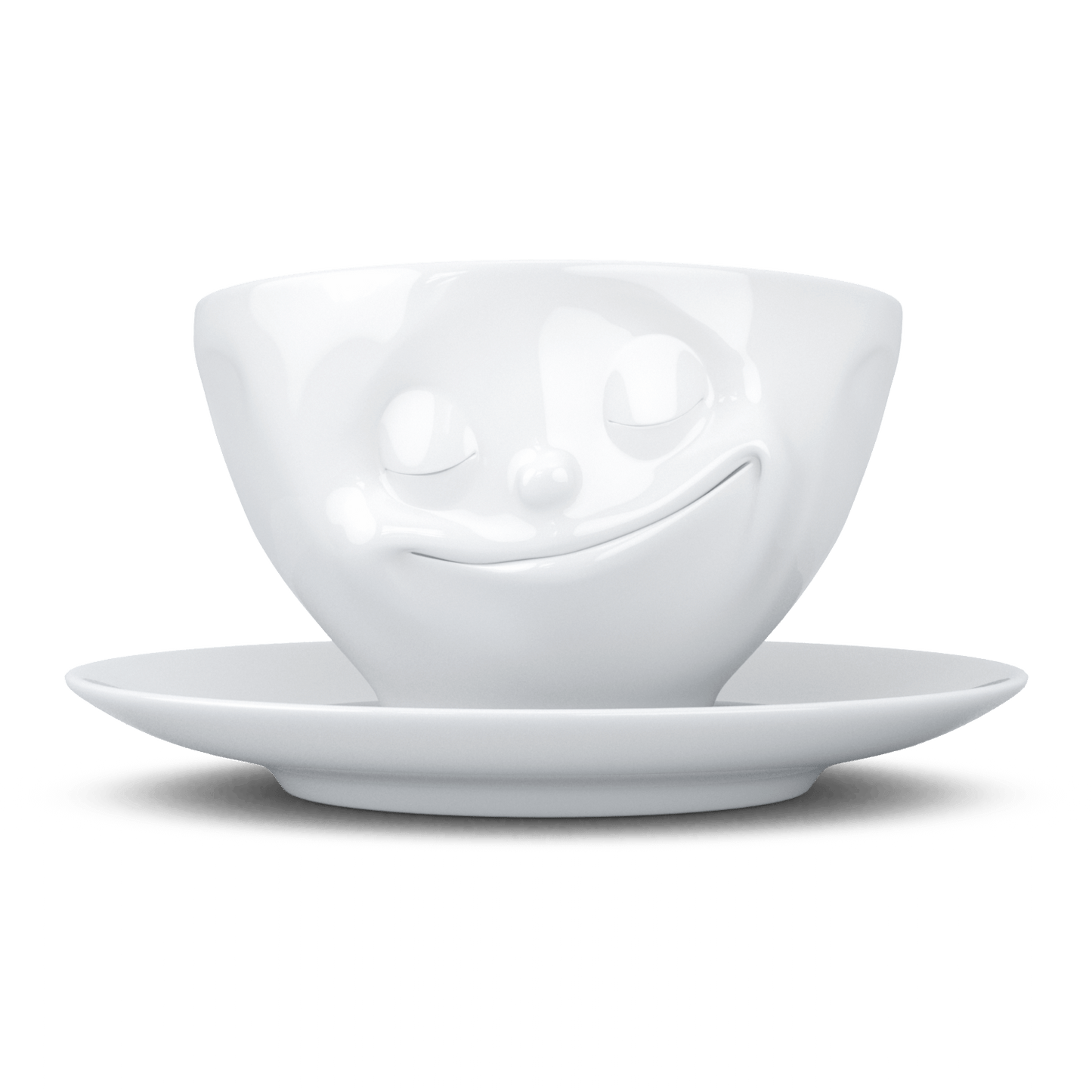 Schmunzel Kaffee Tasse glücklich in weiß 200ml