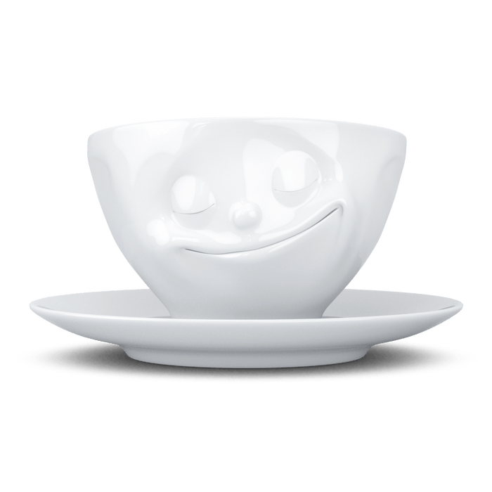 Schmunzel Kaffee Tasse glücklich in weiß 200ml