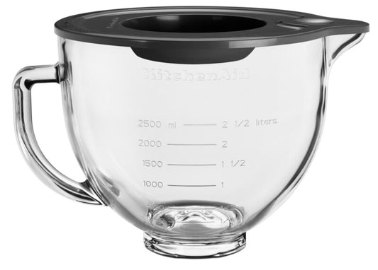 KitchenAid Zubehör Klar-Glasschüssel  4,8 L mit Griff + Silikondeckel (5KSM5GB)