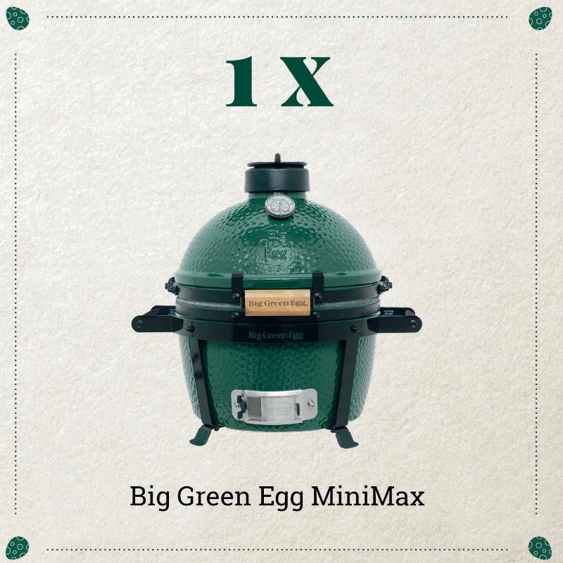 Big Green Egg MiniMax mit ConvEGGtor, Ascheschieber, Holzkohle und Looflighter