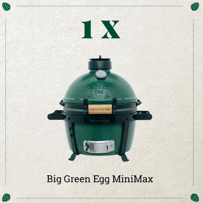 Big Green Egg MiniMax mit ConvEGGtor, Ascheschieber, Holzkohle und Looflighter