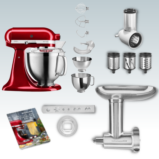KitchenAid Küchenmaschine 185er Vorteils-Set Advance -Gemüseschneider 5KSMVSA -Fleischwolf 5KSMMGA - Kochbuch