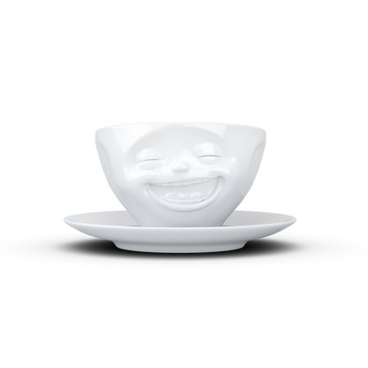 Schmunzel Kaffee Tasse lachend in weiß 200ml
