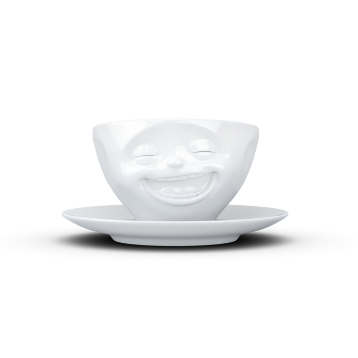 Schmunzel Kaffee Tasse lachend in weiß 200ml