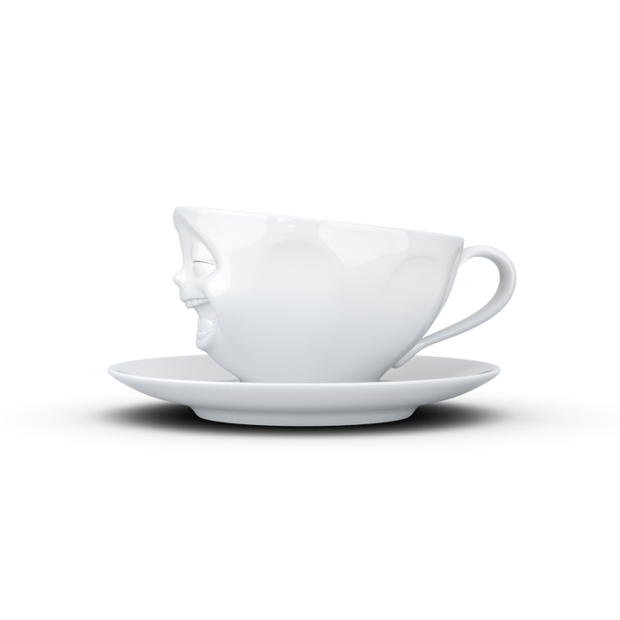Schmunzel Kaffee Tasse lachend in weiß 200ml - Ansicht 2