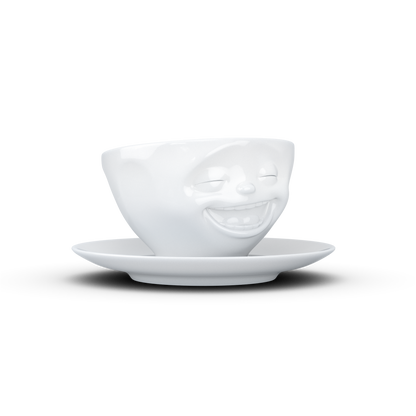 Schmunzel Kaffee Tasse lachend in weiß 200ml