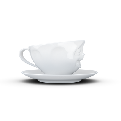 Schmunzel Kaffee Tasse lachend in weiß 200ml