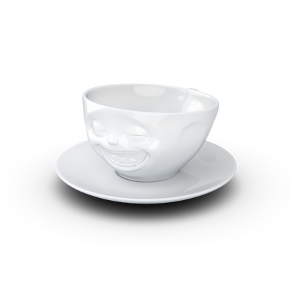 Schmunzel Kaffee Tasse lachend in weiß 200ml