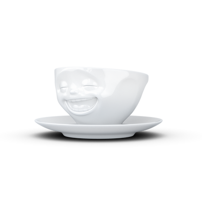 Schmunzel Kaffee Tasse lachend in weiß 200ml