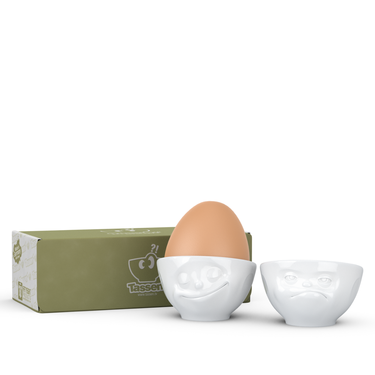 Schmunzel Eierbecher-Sets -glücklich Hmpff- in weiß – Küchenfee-Shop