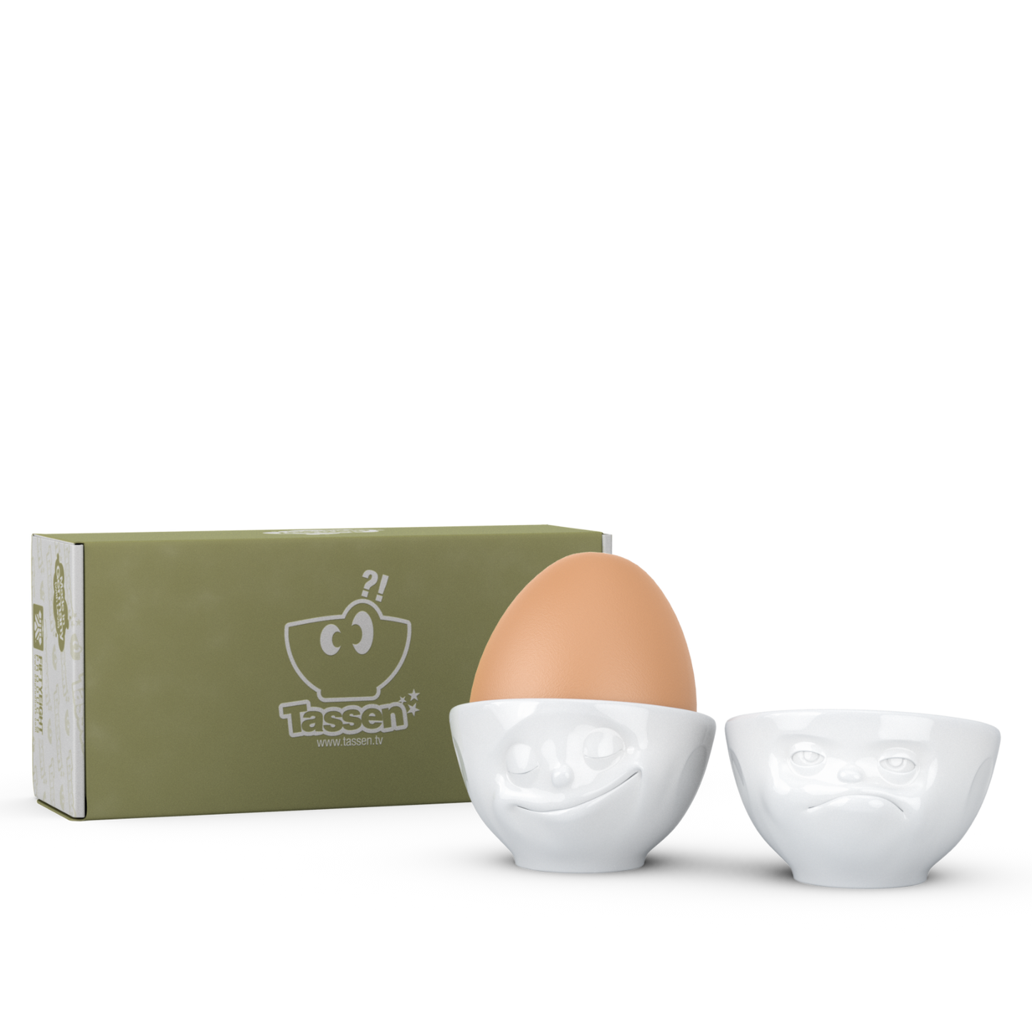 Schmunzel Eierbecher-Sets -glücklich Hmpff- in weiß