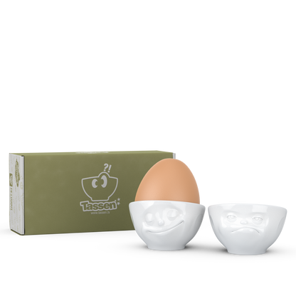 Schmunzel Eierbecher-Sets -glücklich Hmpff- in weiß