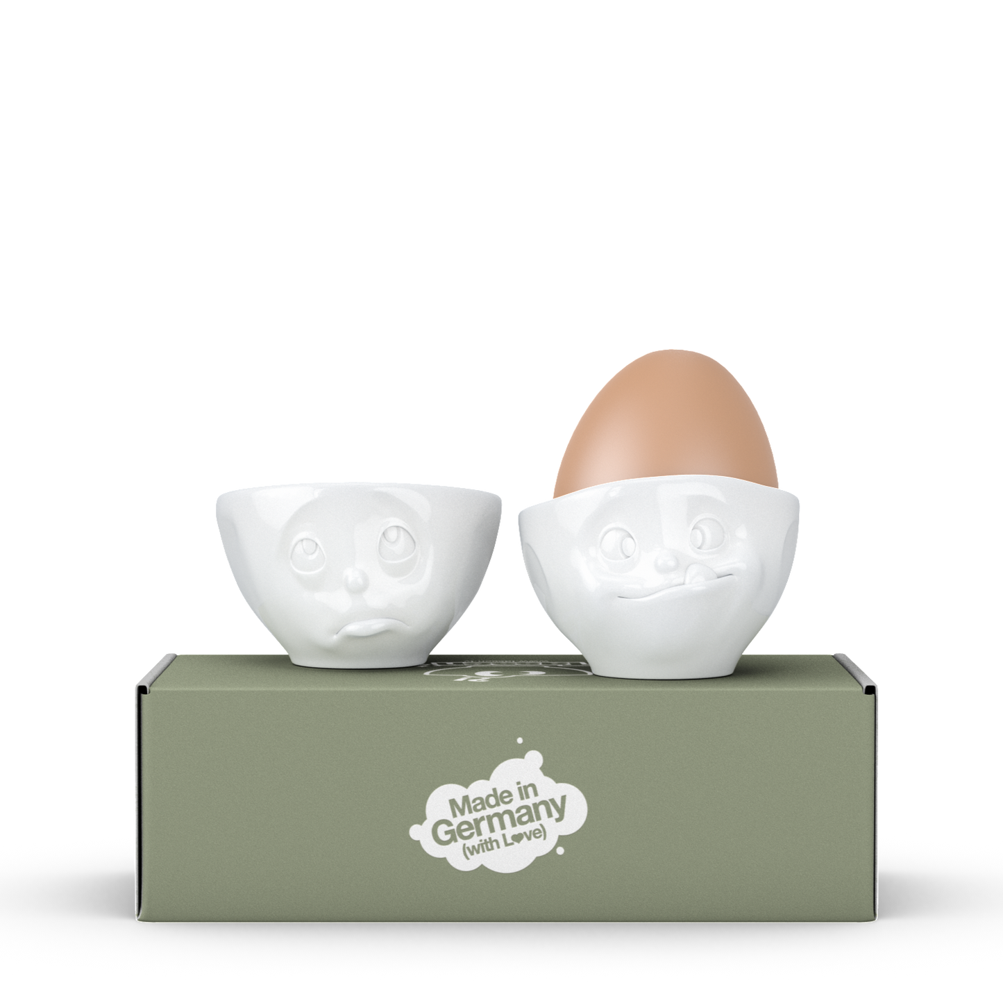 Schmunzel Eierbecher-Sets och Bitte - Lecker in weiß