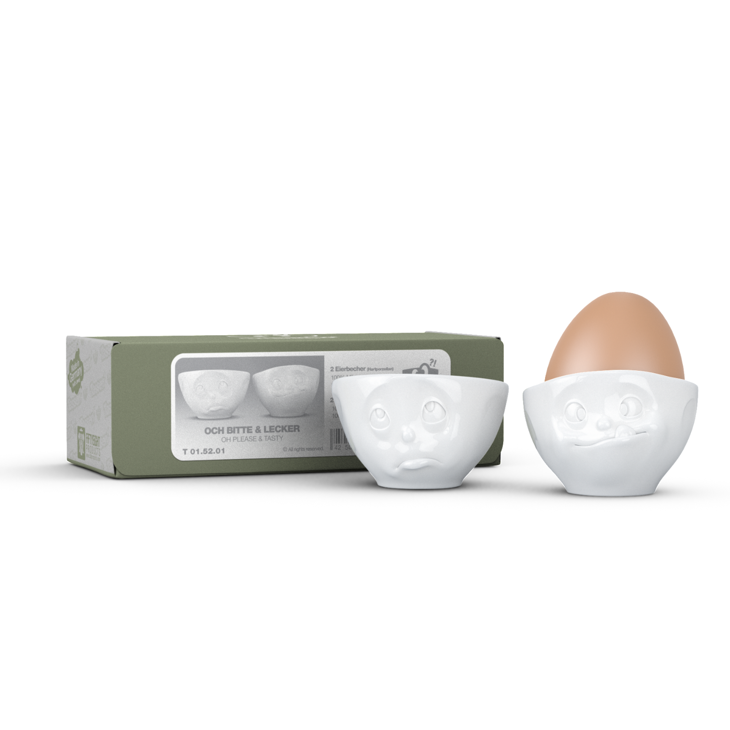 Schmunzel Eierbecher-Sets och Bitte - Lecker in weiß