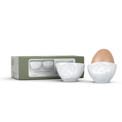 Schmunzel Eierbecher-Sets och Bitte - Lecker in weiß