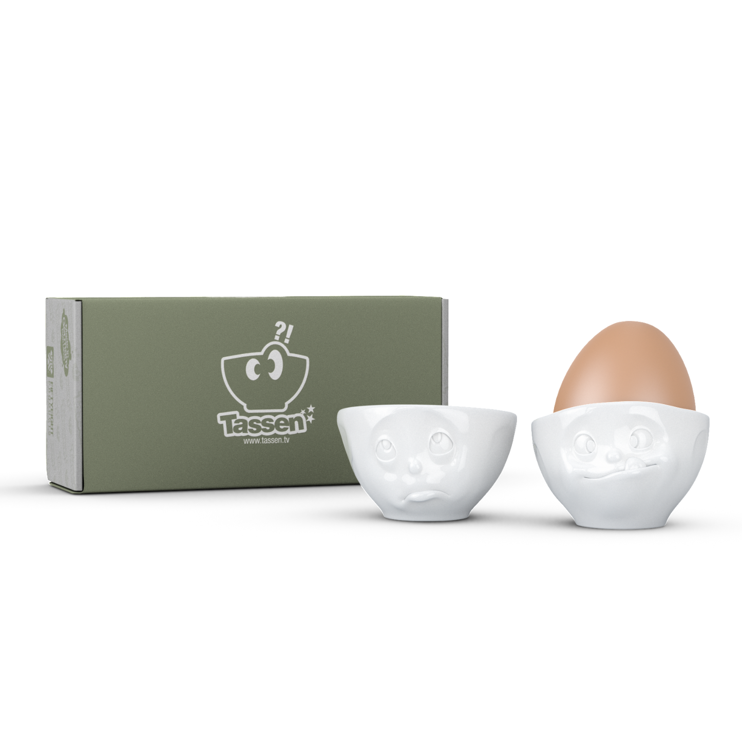Schmunzel Eierbecher-Sets och Bitte - Lecker in weiß