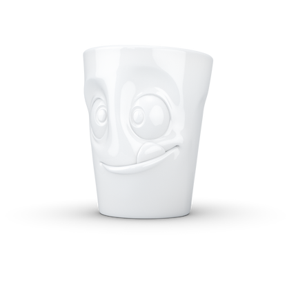 Schmunzel Henkelbecher lecker in weiß 350ml