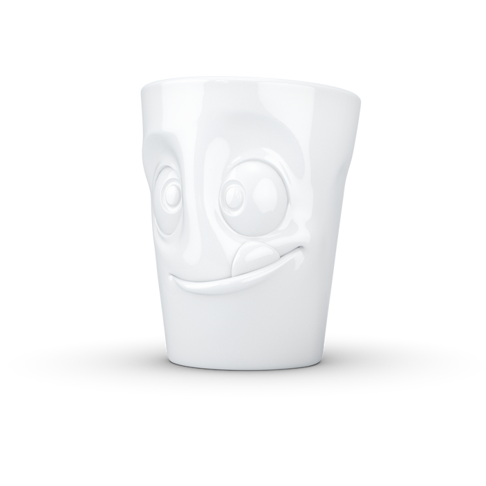 Schmunzel Henkelbecher lecker in weiß 350ml