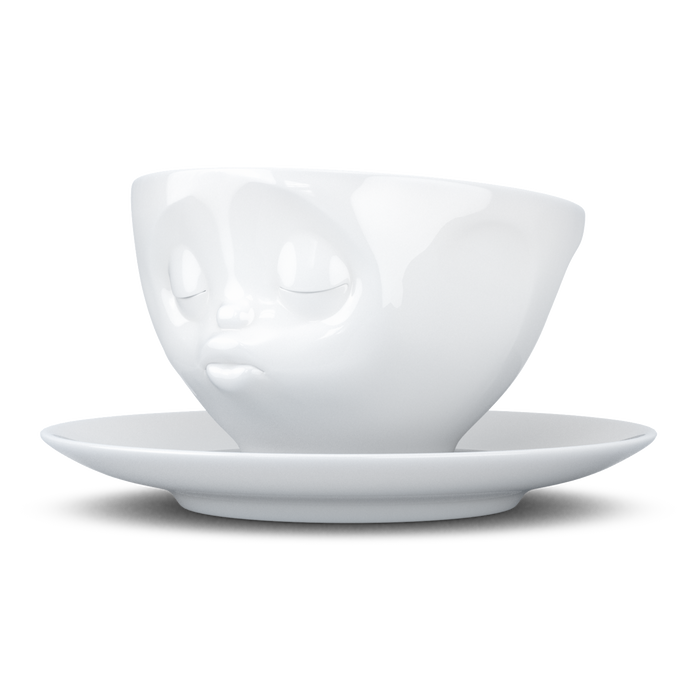 Schmunzel Kaffee Tasse küssend in weiß 200ml