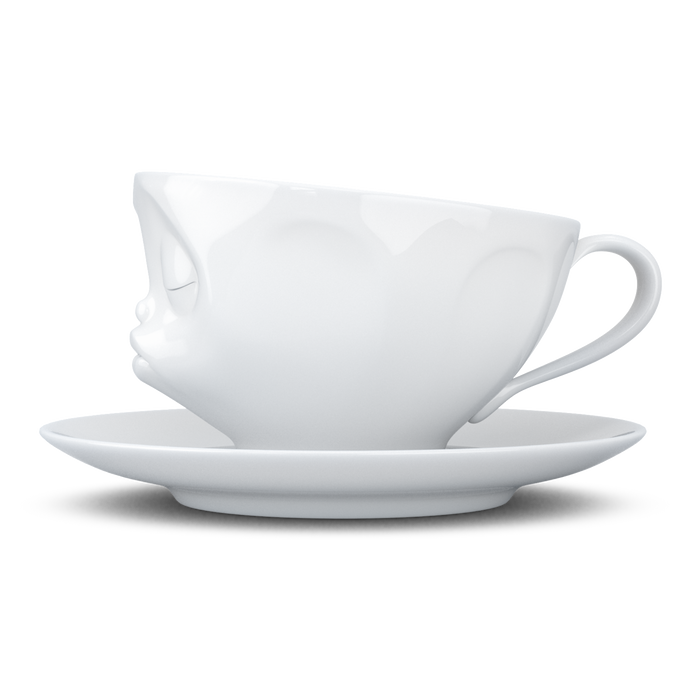 Schmunzel Kaffee Tasse küssend in weiß 200ml - Ansicht 2