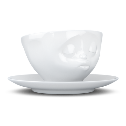 Schmunzel Kaffee Tasse küssend in weiß 200ml