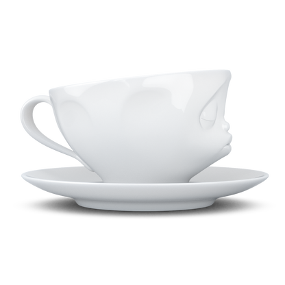 Schmunzel Kaffee Tasse küssend in weiß 200ml