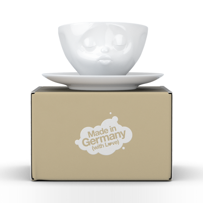 Schmunzel Kaffee Tasse küssend in weiß 200ml