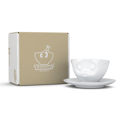 Schmunzel Kaffee Tasse küssend in weiß 200ml