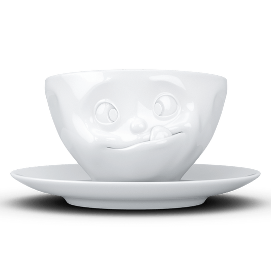 Schmunzel Kaffee Tasse lecker in weiß 200ml