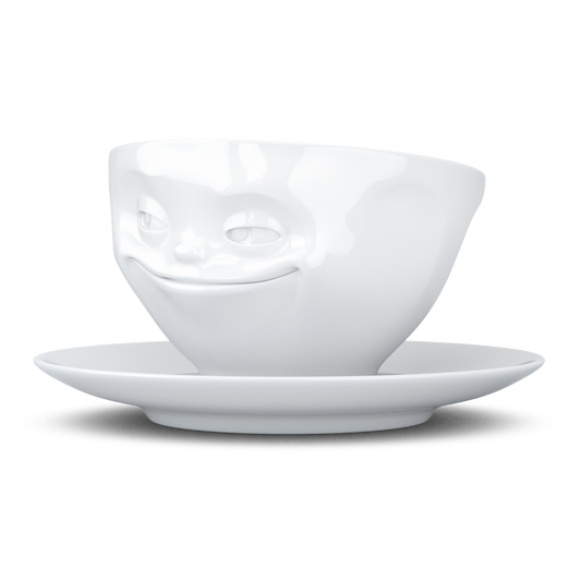 Schmunzel Kaffee Tasse grinsend in weiß 200ml