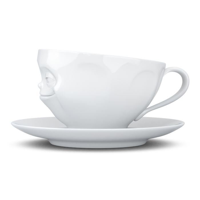Schmunzel Kaffee Tasse grinsend in weiß 200ml - Ansicht 2