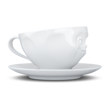 Schmunzel Kaffee Tasse grinsend in weiß 200ml
