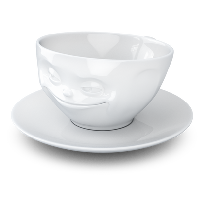 Schmunzel Kaffee Tasse grinsend in weiß 200ml