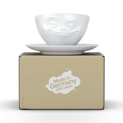 Schmunzel Kaffee Tasse grinsend in weiß 200ml