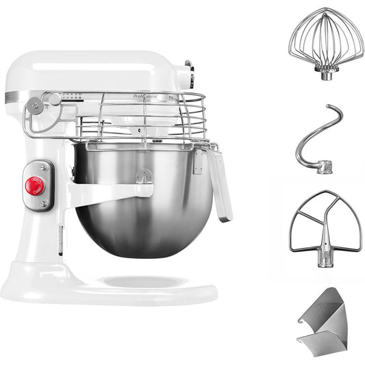 KitchenAid 6,9 L PROFESSIONAL Küchenmaschine  mit Schüsselheber 5KSM7990XEWH Weiss