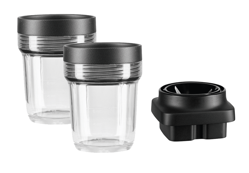 KitchenAid 2x BPA-freier kleiner Behälter (200 ml) mit luftdichtem Deckel und Messereinheit für ARTISAN K400 Standmixer