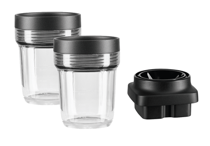 KitchenAid 2x BPA-freier kleiner Behälter (200 ml) mit luftdichtem Deckel und Messereinheit für ARTISAN K400 Standmixer