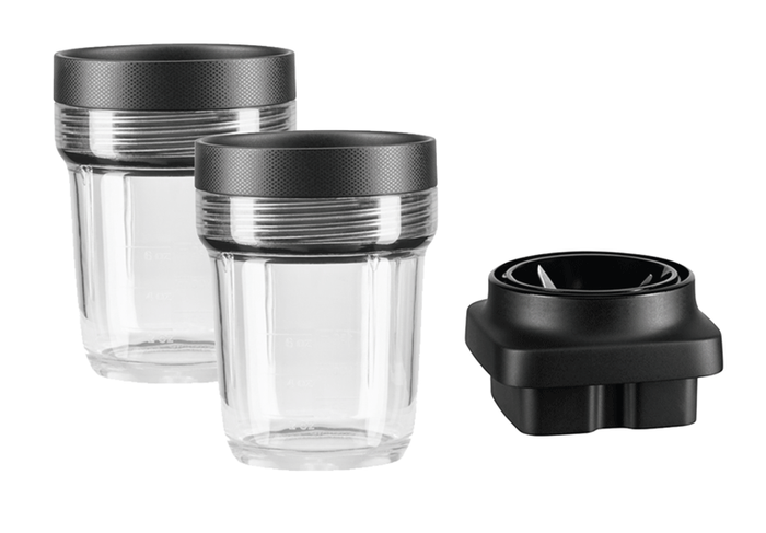 KitchenAid 2x BPA-freier kleiner Behälter (200 ml) mit luftdichtem Deckel und Messereinheit für ARTISAN K400 Standmixer